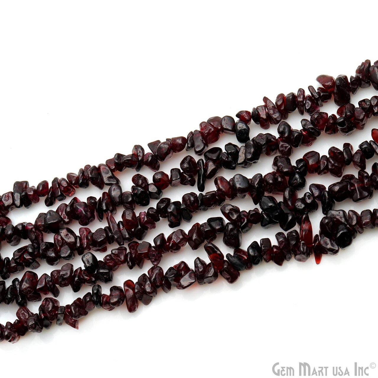 Garnet Chip Beads, 34 Inch, Natural Chip Strands, Drilled Strung Nugget Beads, 7-10mm, Polished, GemMartUSA (CHGT-70004)